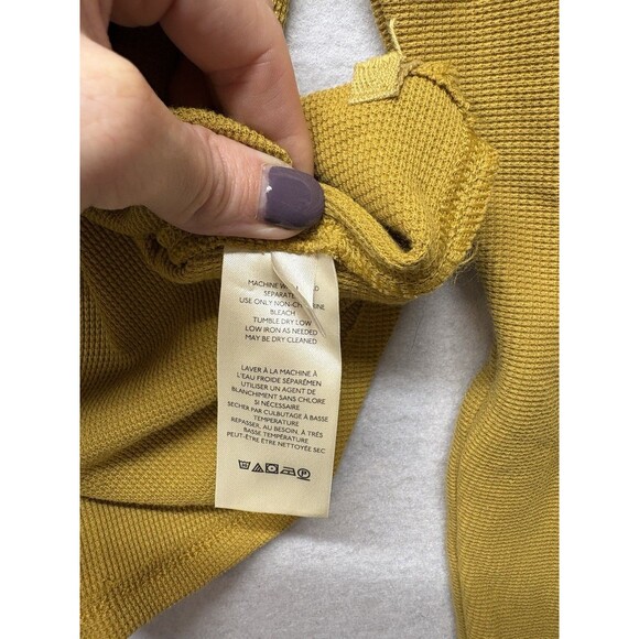 We The Free Thermal Flutter Long Sleeve Top Large Golden Yellow Waffle Knit Lrg - Picture 3 of 6